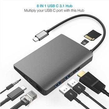 8 í 1 tegund C miðstöð